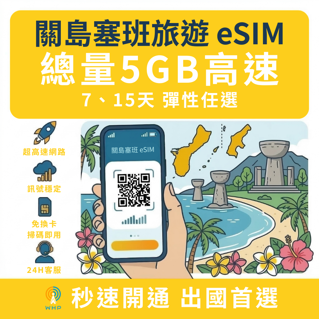 關島塞班總量5GB高速│7、15天