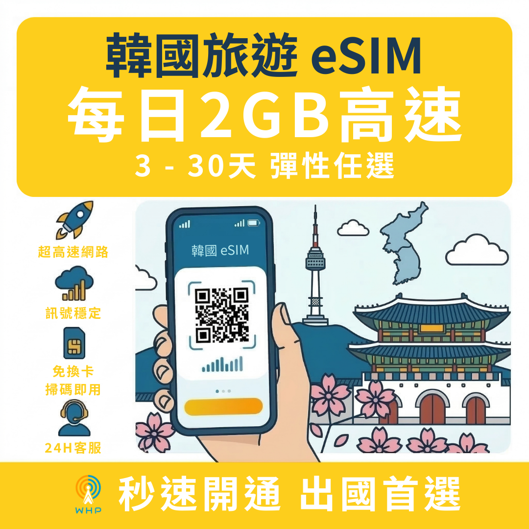 韓國每日2GB高速│3-30天