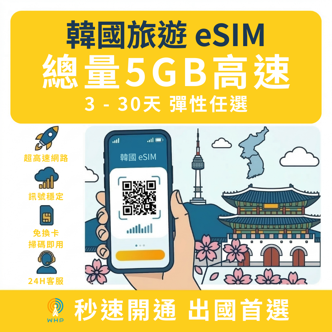 韓國總量5GB高速│3-30天