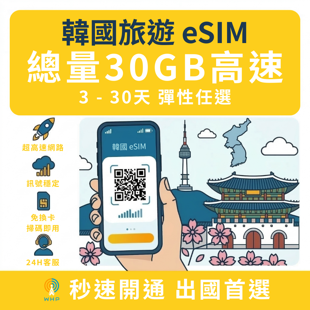 韓國總量30GB高速│3-30天