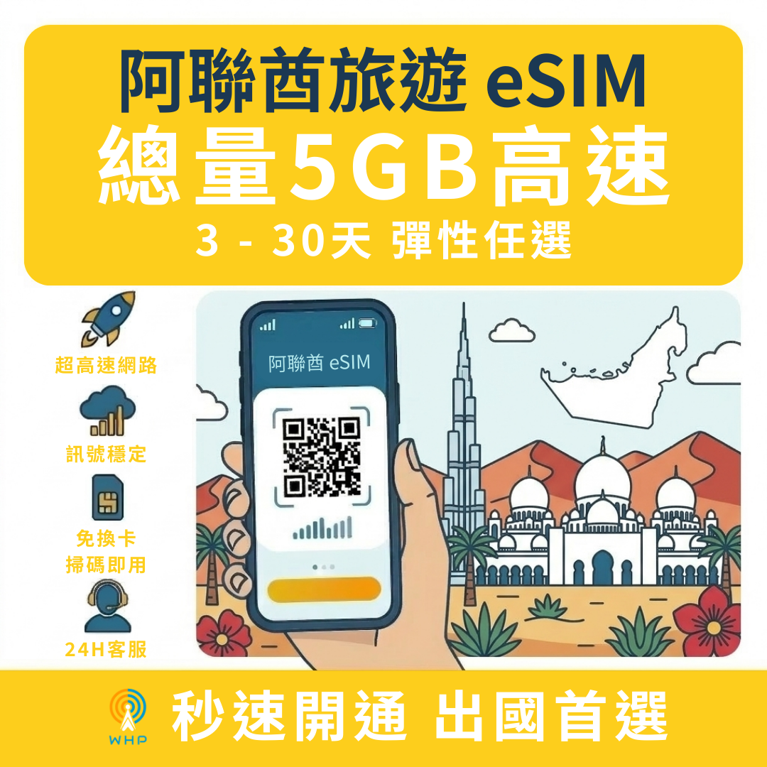 阿聯酋總量5GB高速│3-30天