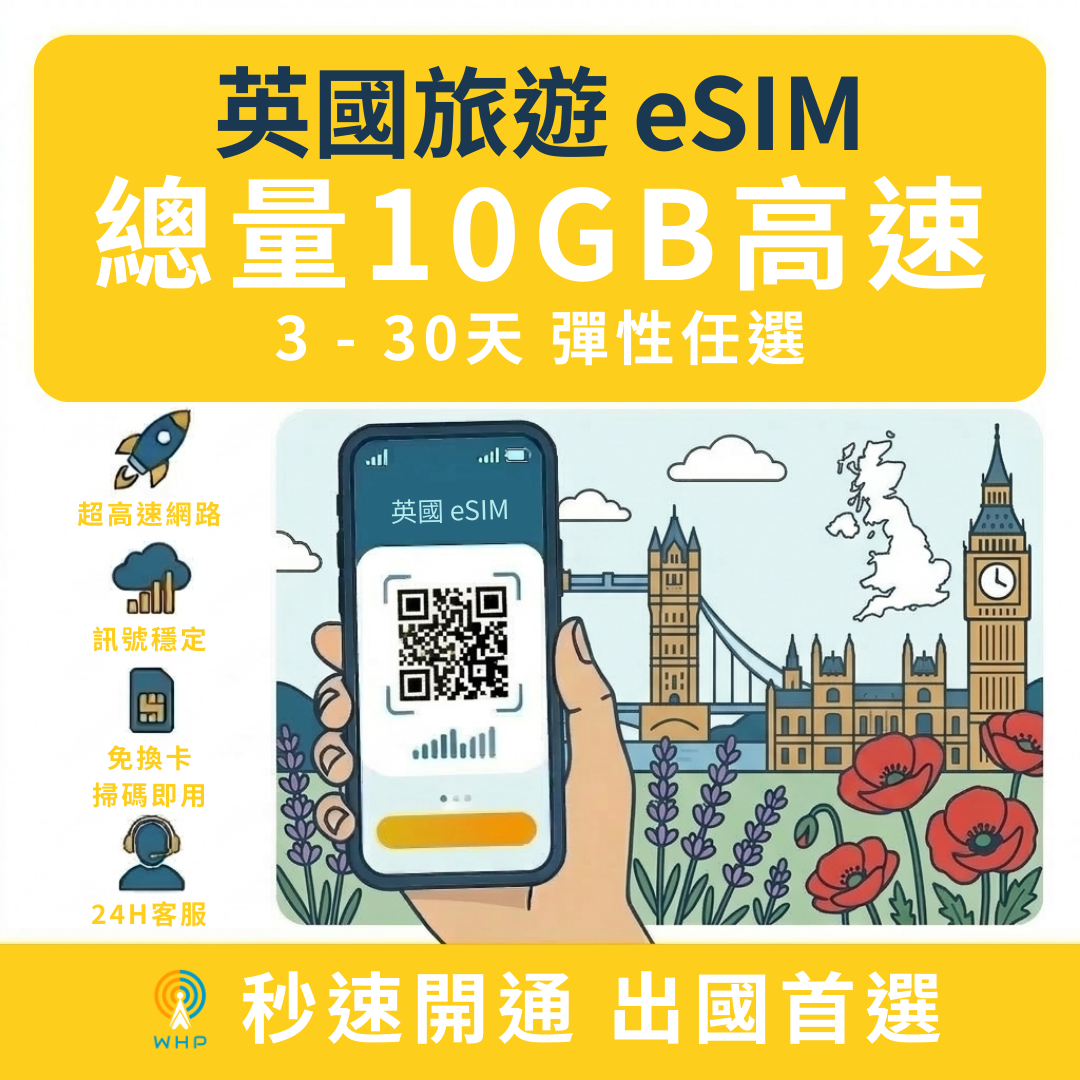 英國總量10GB高速│3-30天