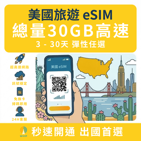 美國總量30GB高速│3-30天