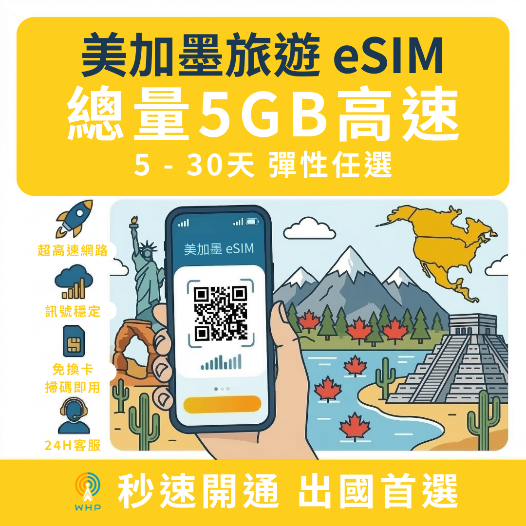 美加墨總量5GB高速│5-30天