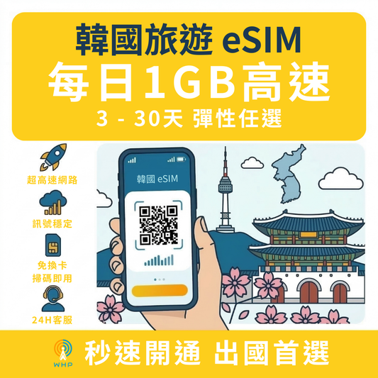 韓國每日1GB高速│3-30天