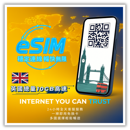 英國總量10GB高速│3-30天