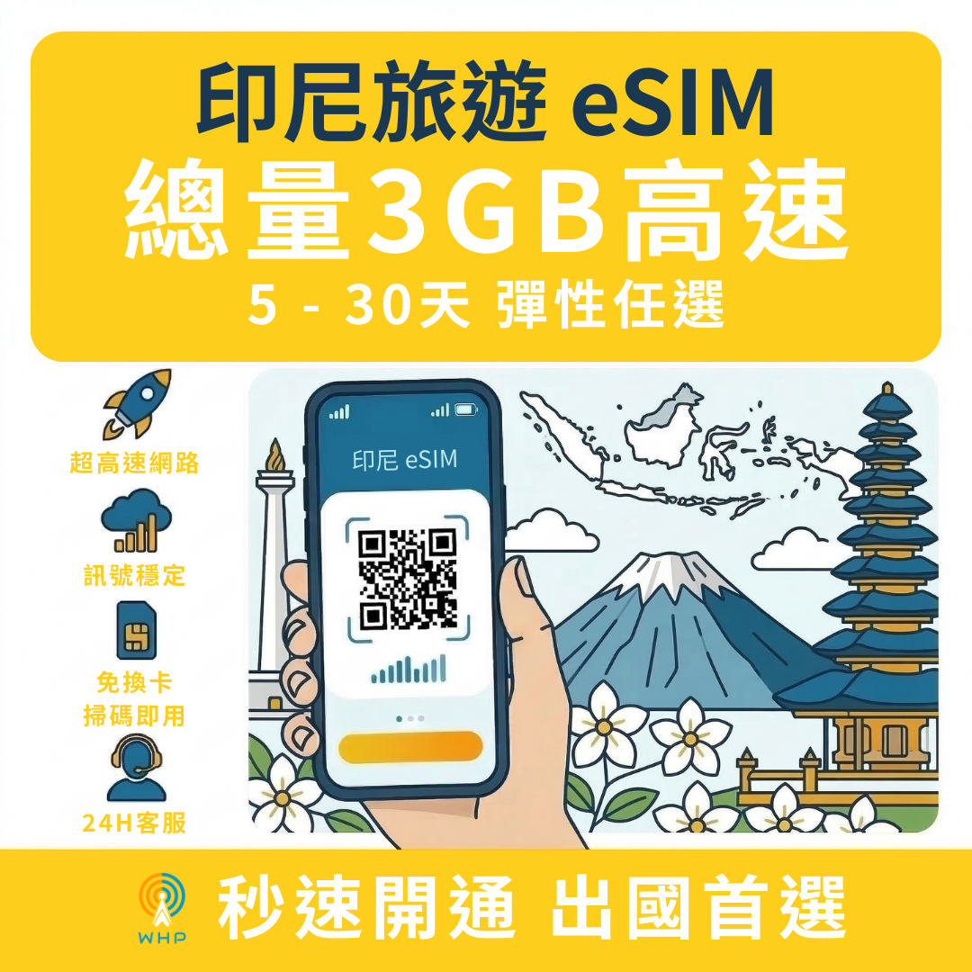 印尼總量3GB高速│5-30天
