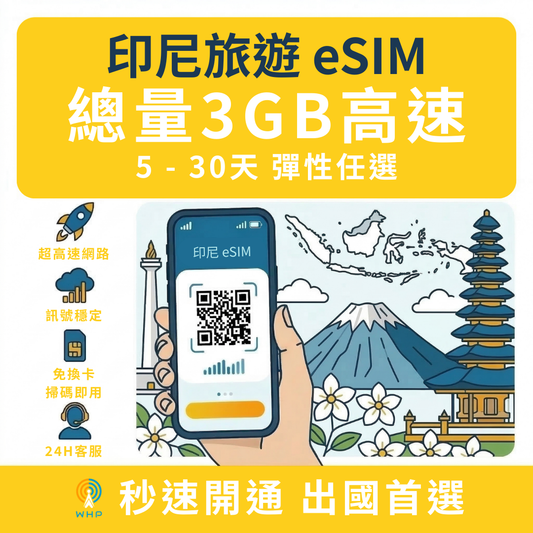 印尼總量3GB高速│5-30天