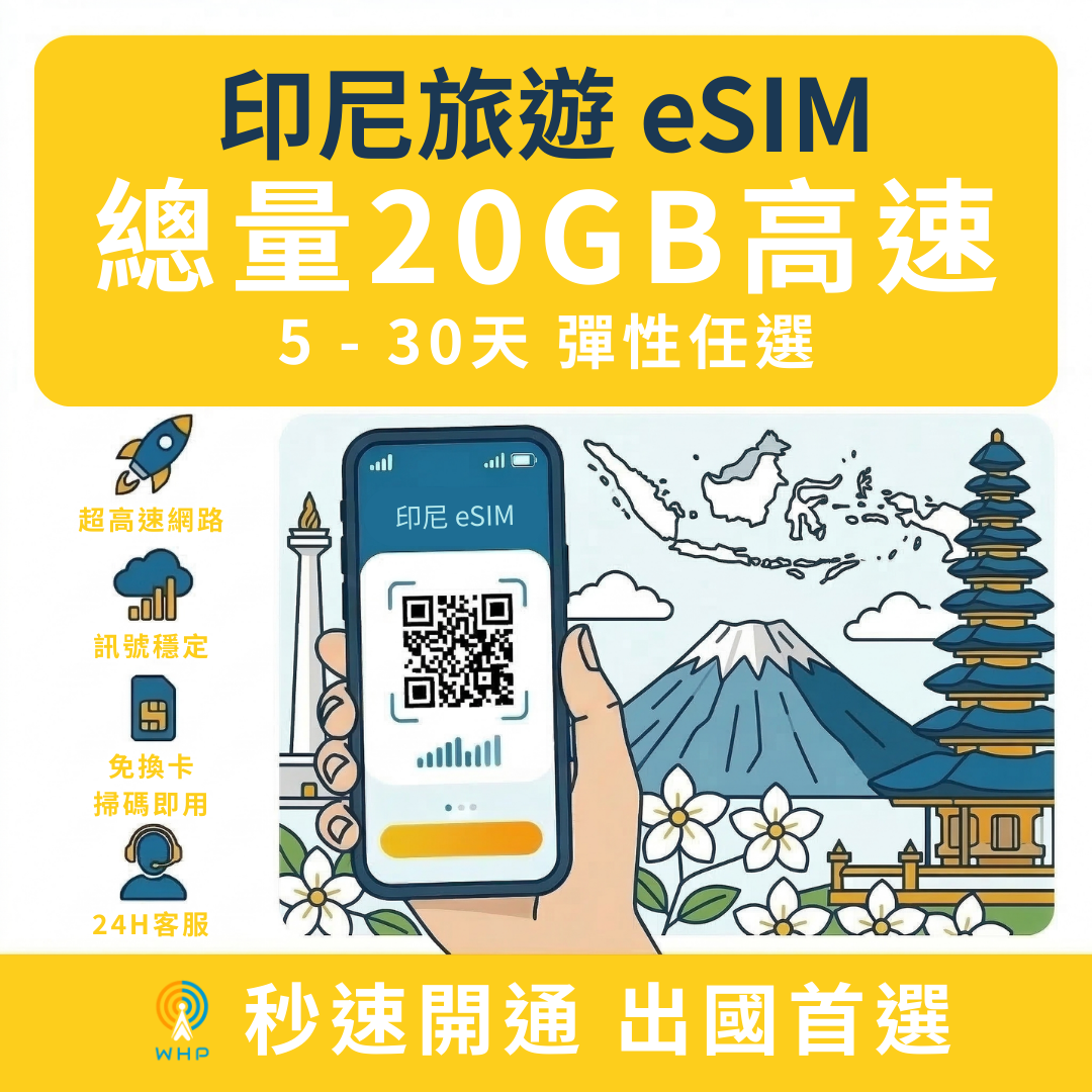 印尼總量20GB高速│5-30天