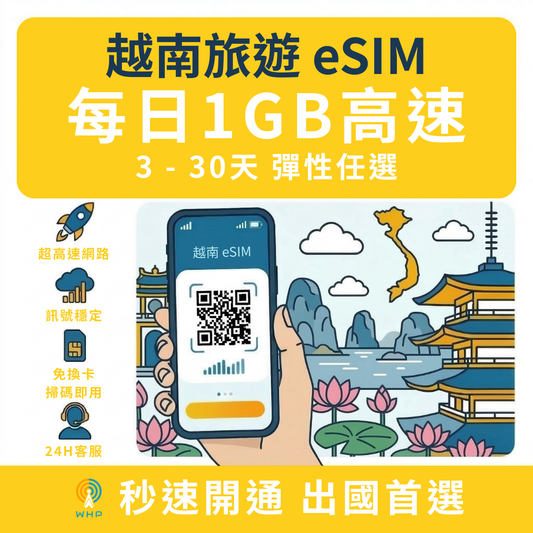 越南每日1GB高速│3-30天