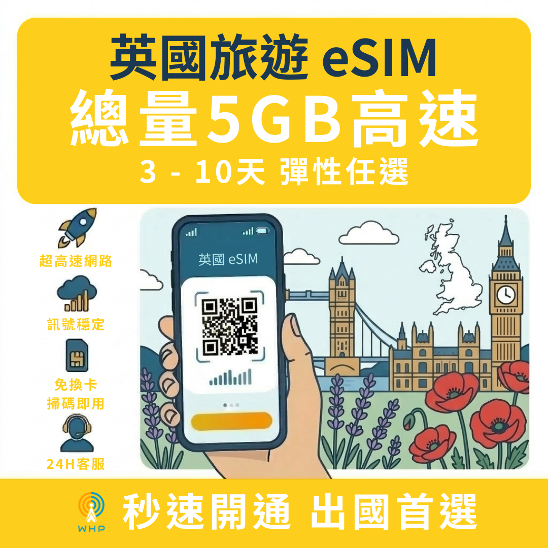 英國總量5GB高速│3-10天